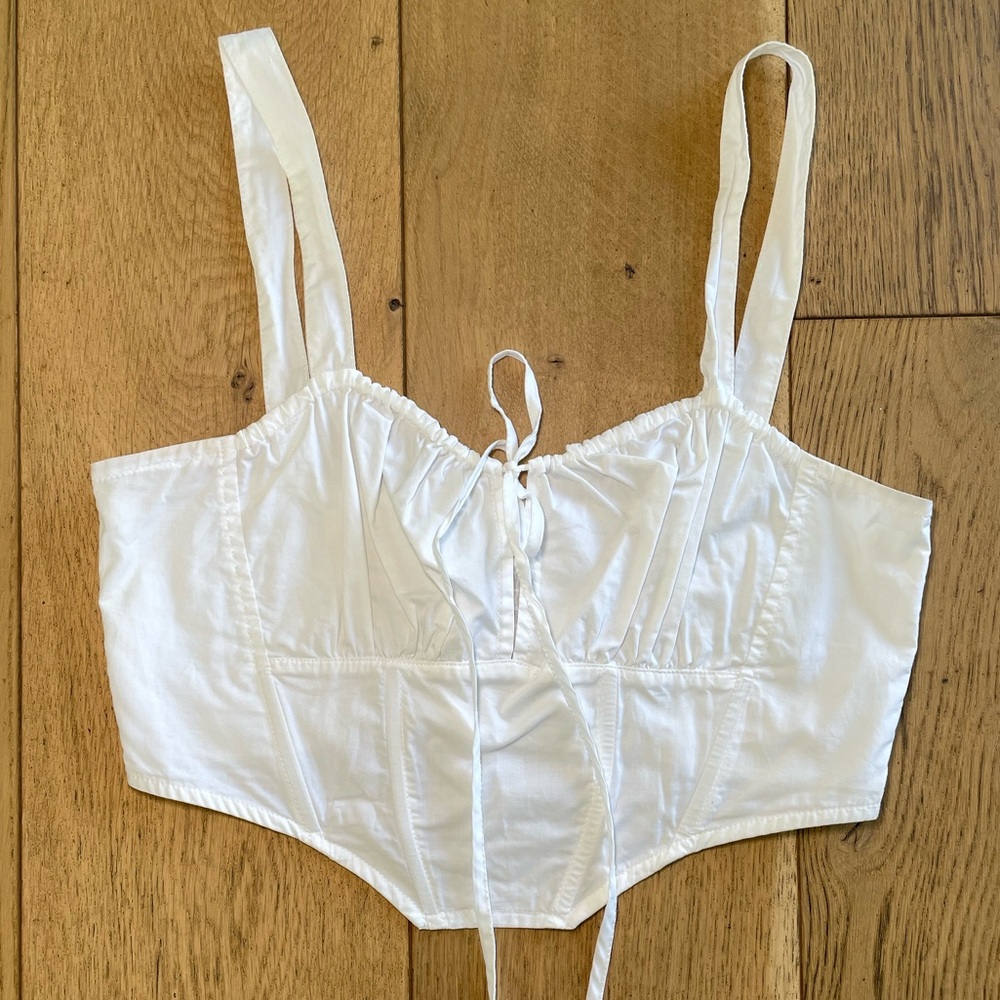 Garage White Cropped Corset Top
